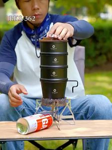 Nồi/ Xửng hấp cắm trại Sierra mini mạ Titanium đen Campingmoon BKS-362