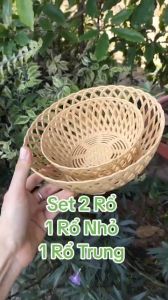 Combo 2 Rổ tròn nhựa việt nhật 2 Size Nhỏ Và Trung giả đan mây đa năng rổ đựng rau sống tiện lợi 1