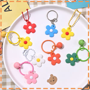 【♡Lovely girls house♡】Cute Colorful Flower Bell Key Holder for Women Car Key Chain Bag Pendant Kpop Keychain Girls Gift