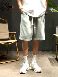 Quần short nam jean túi hộp Xmax lưng chun co giãn ống rộng quần đùi nam lửng cargo pant cạp chun co rút B113