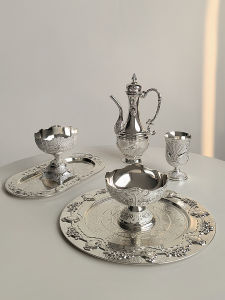 Electroplated Silver Oval Plate Exquisite Dessert Plate Fruit Plate Small Snack Round Plate Desktop Storage Dish