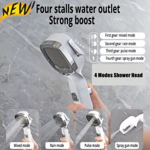 4 Modes High Pressure Shower Heads Water Saving Shower Head Adjustable One-Key Stop Water Massage Sprayer Bathroom Accessories