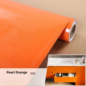 Oil Resistant Orange Wall Stickers Modern Simple Style Kitchen Cabinet Refurbishment Self Adhesive Waterproof PVC Wall Paper