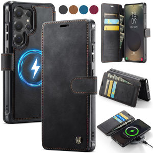 for Samsung Galaxy S26 UltraS26+S25 UltraS25+S25 EdgeS24 UltraS24+ Wallet Case Compatible with Magsafe PU Leather Flip RFID Blocking Card Holder Shockproof Magnetic Women Men Wallet Phone Case Cover Black