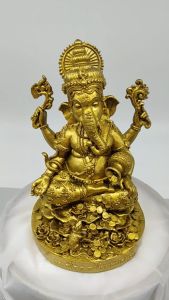 พระพิฆเนศปางมหาเศรษฐีเนื้อเหล็กน้ำพี้พ่นทอง(Gold)
