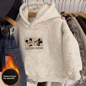 Winter Warm Hooded Sweatshirt for Kids with Mickey Print