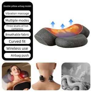 JAIYORL | Wireless Cervical Massage Pillow with Heat Vibration Neck and Back Massager Ergonomic Memory Foam Breathable Stretch with Airbag