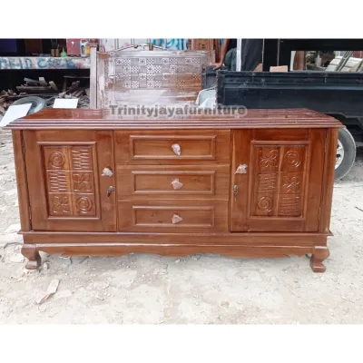 Bufet Tv Pendek Meja Tv Rak Tv Kayu Jati /trinityjayafurniture