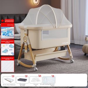 MLZH | Adjustable Folding Baby Crib