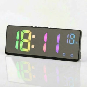 Digital Alarm Clock with Temperature Dual Alarm Snooze Large Display Mirror Surface Table Clock for Bedroom Kitchen Home Decor