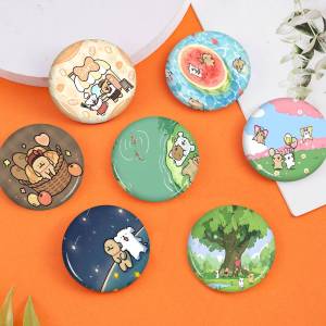 Maltese Line Dog Creative Pins Funny Faces Round Snap-in Brooch Badge Backpack Hat Accessories Jewelry Gifts