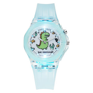 Childrens Glowing Pointer Wristwatch Boys Girls Elementary School Students Silicone Band round Face Waterproof Quartz Movement