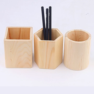 YOUJ Wooden Pen Holder Solid Wood White Blank Pen Holder Diy Painted Wooden Box Home Office and Student Supplies Pen Holder Storage Box