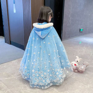 Elsa Princess Dress Girls Winter New Style 2025 High End Birthday Dress Frozen Love Elsa Skirt Autumn Winter Long Sleeve Cute Style Elastic Waist Polyester Fiber