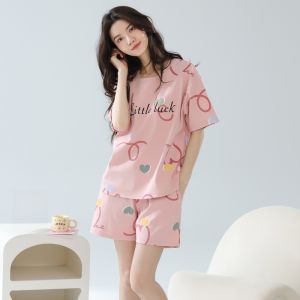 MiiOW | Bộ đồ ngủ cotton nguyên chất MiiOW dành cho nữ mùa hè mỏng thoáng khí tay ngắn quần short thiết kế hoạt hình dễ thương