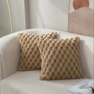 1pcs Pineapple Grid Turtle Pattern 3D Soft Plush Throw PillowcaseCream White For Living Room Sofa Bedroom Home Room Decor