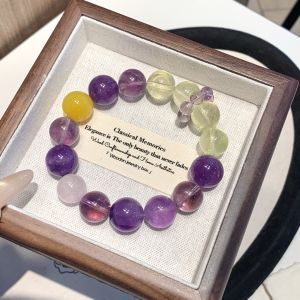 Thời trang tự nhiên pha lê vòng tay nữ mới Dobao thiết kế ban đầu thạch anh tím chín màu tím rời lửa xám ánh trăng thạch anh tím nhẹ sang trọng pha lê vòng tay