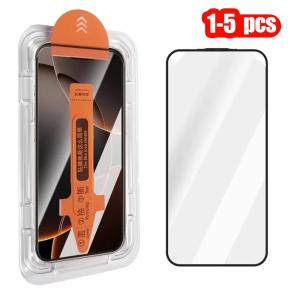 1-5Pcs Dust Free Screen Protector For iPhone 17 Pro Max 16 15 13 11 12 Mini 14 7 8 6 6S Plus X XR XS Max Easy Installation Glass