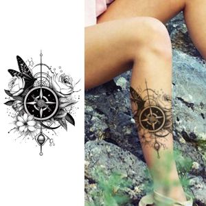 Pointer and Rose Waterproof Temporary Tattoo for Arm and Leg Long-Lasting Realistic Fake Tattoo for Men and Women