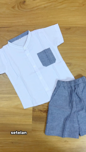 Little Esquina Setelan Kemeja Anak Laki-laki Lengan Pendek Usia 1 2 3 4 Tahun LE 2151