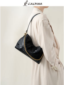 Lalpina French Style Soft Leather Chain Shoulder Bag Womens Large Capacity Foldable PU Material Magnetic Buckle Closure