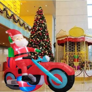 Ông Già Noel Bơm Hơi 18M Cưỡi Xe Máy Có Đèn LED Tích Hợp Trang Trí Sân Vườn Giáng Sinh Trang Trí Trong Nhà Ngoài Trời Đồ Trang Trí Vui Nhộn Cho Bữa Tiệc Ngày Lễ