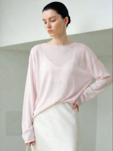 Loose Linen Blend Long Sleeve T-Shirt