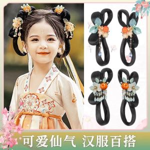 Childrens Hanfu Wig Female Headwear Baby Integrated Chignon Styling Ming Dynasty Hair Pack Butterfly Knot Hair Accessory
