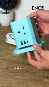 Enco (3U5K) Vertical Tower Cube Extension 2M 5 Way 2 USB-A Slots +1 USB-C Slot Multi Plug UK Power Socket SIRIM Approved