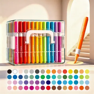 XUEDELE | Acrylic Marker Soft-Tip Non-Bleeding Layerable Water-Washable Strong Coverage