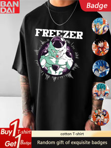 Bandai | Dragon Ball Japanese Animation GOKU Frisa Peripheral T-Shirt Summer Mens and Womens Crew Neck Loose Cotton Short Sleeves