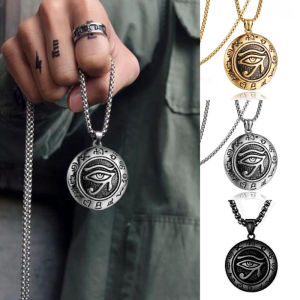 Gothic Evil Eye Pendant Necklace Men Stainless Steel 3 Colors Retro 60cm Long Collar Jewelry Hiphop Rock Boyfriend Gift Pulseira