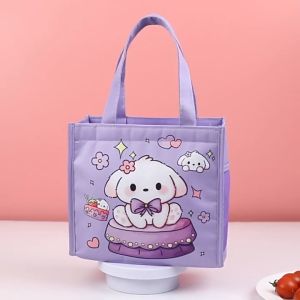 Túi đựng hộp cơm trưa túi mang cơm văn phòng lót bạc cao cấp giữ nhiệt đồ ăn vải chống nước dễ thương cầm tay TGNXT01