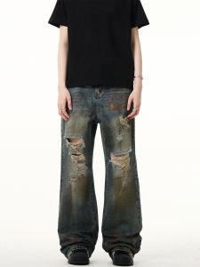 Quần Jeans Nam Retro American Washed out Mỏng Cổ Điển Madwitch Quần Jeans Nam Ống Thẳng Cạp Cao Thường Ngày Mùa Hè 2024