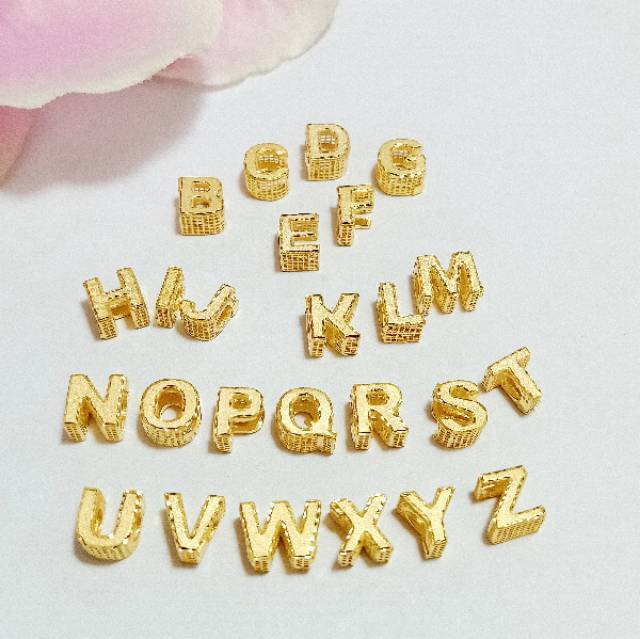 Liontin Balok Wanita model inisial huruf Elegant Emas Asli | Lazada