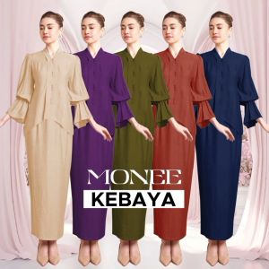MONEE Kebaya Set - Elegant Ironless Moden Baju Kurung with Ruffled Sleeves for Nursing & Travel Friendly