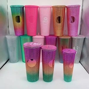 La Cucina 3pcs Plastic Cup Gradient Color Large Capacity Reusable - Creative Durian Pattern Drinking Cup