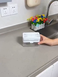 Kitchen Automatic Soap Dispenser Set Press Type Liquid Dispenser with 2 Sponges Cleaning