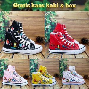 Sepatu Converse17 BTS BT21 Model Tinggi | Sepatu Anak Perempuan | Sepatu Anak Laki-laki | Sepatu Sekolah Anak | Sepatu Sneaker Anak Berkualitas