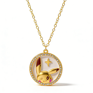Bandai | Anime Metal Pendant Cute Cartoon Figure Pikachu Necklace for Anime GO Kawaii Y2k Necklace Boy Girls Birthday Gifts