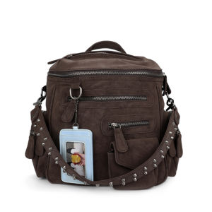 JANDRESS | Suede Brown Commuter Motorcycle Backpack