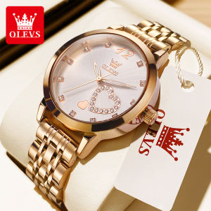 Olevs Đồng Hồ Cho Phụ Nữ Ban Đầu Không Thấm Nước 2024 phong cách Hàn Quốc mới Sáng Đơn Giản Sang Trọng kim cương sang trọng đồng hồ màu vàng hồng