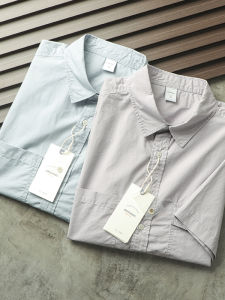 Mens Casual Cotton Shirt Breathable Short Sleeve Workwear Style Summer Comfortable Versatile Solid Color Summer Shirt