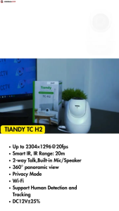 Tiandy TC-H2 3MP Kamera IP Wi-Fi PT Color Night Vision dengan Resolusi 2K dan Mode Privacy