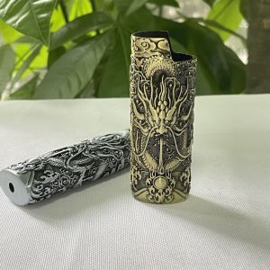 Large BIC Full Lighter Case Cover Sleeve For Regular Bic J6 Lighters 3D Embossed Dragon Pattern Holder