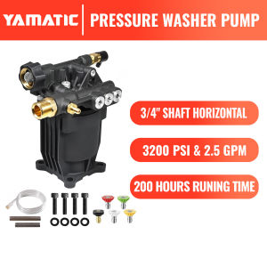 YAMATIC Pressure Washer Pump 3/4" Shaft Horizontal Power Washer Pump Max 3200 PSI 2.5 GPM Replacement Pump