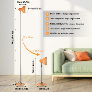 Adjustable Height LED Standing Floor Lamp 3 Mode Dimmable Eye Friendly Reading Lamp Vintage Decor Light For Bedroom Living Room
