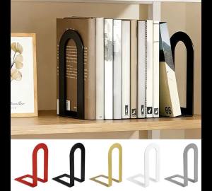 2Pcs L Shaped Desk Bookends Iron Book Stand Durable Book Holder Simple Display Book Support Rack Non Slip Shelf Holder