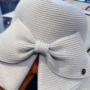 Ribbon Large Briim Hat Sun Protection Cap Bowknot Design For Beach Swimming Breathable Straw Raffia OL