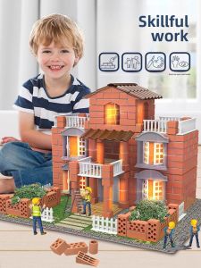 Detailed Brick Cutting Building Game Toy for Kids Little Tile Layer House Building Skillful Craftsman DIY Construction Art
